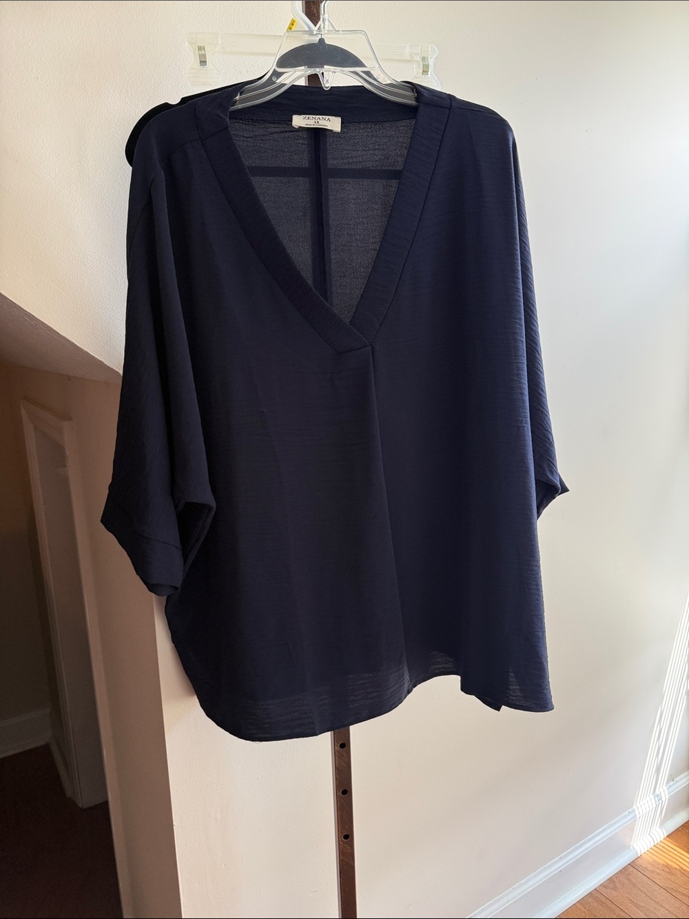 Zenana Outfitters Navy V-Neck Dolman Blouse